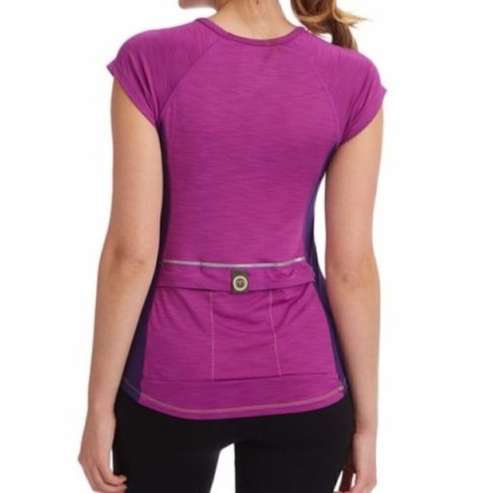 NEW Moxie Cycling Color Block Tee Solid Iris Large - Picture 2 of 5
